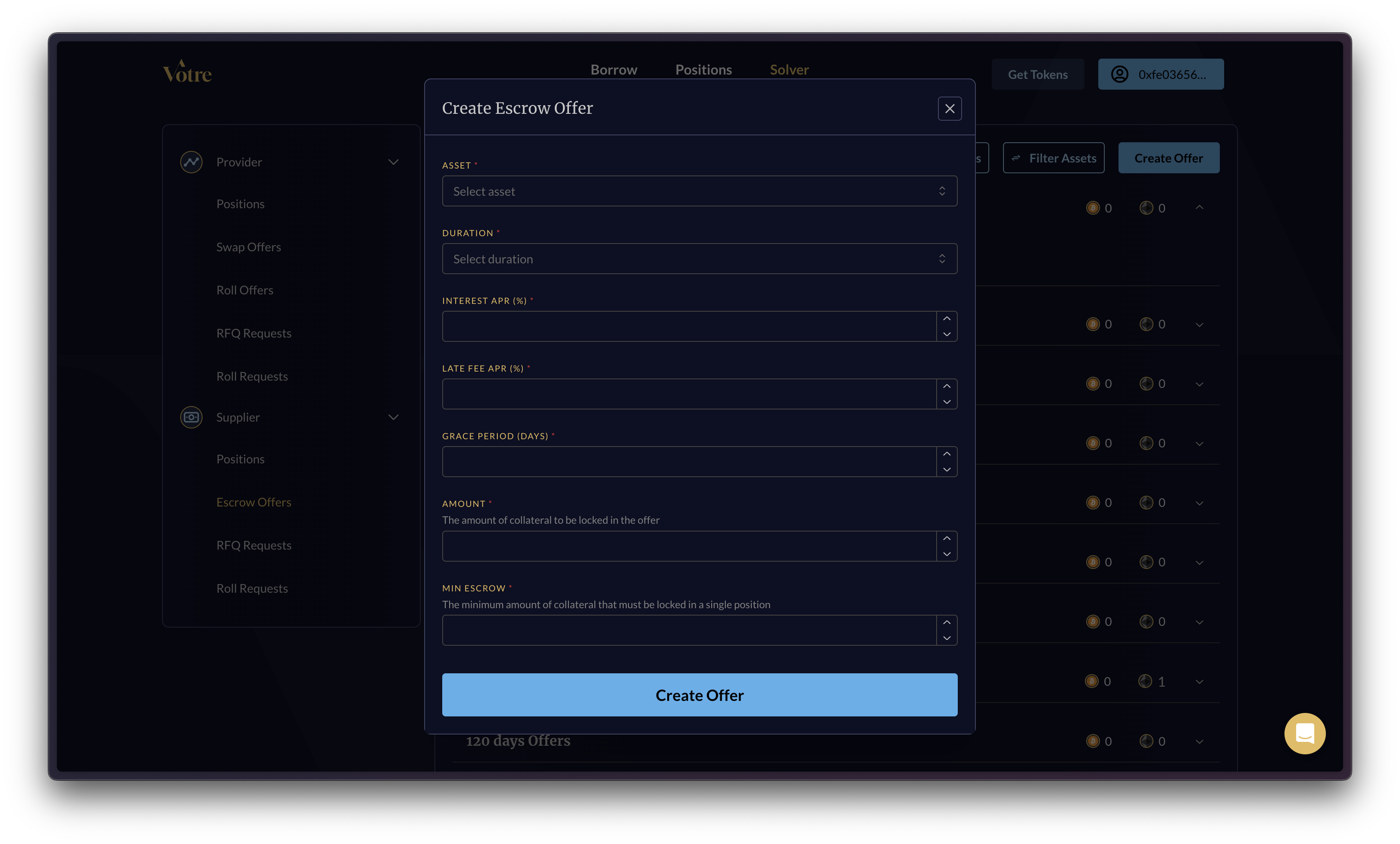 Create Escrow Offer Page
