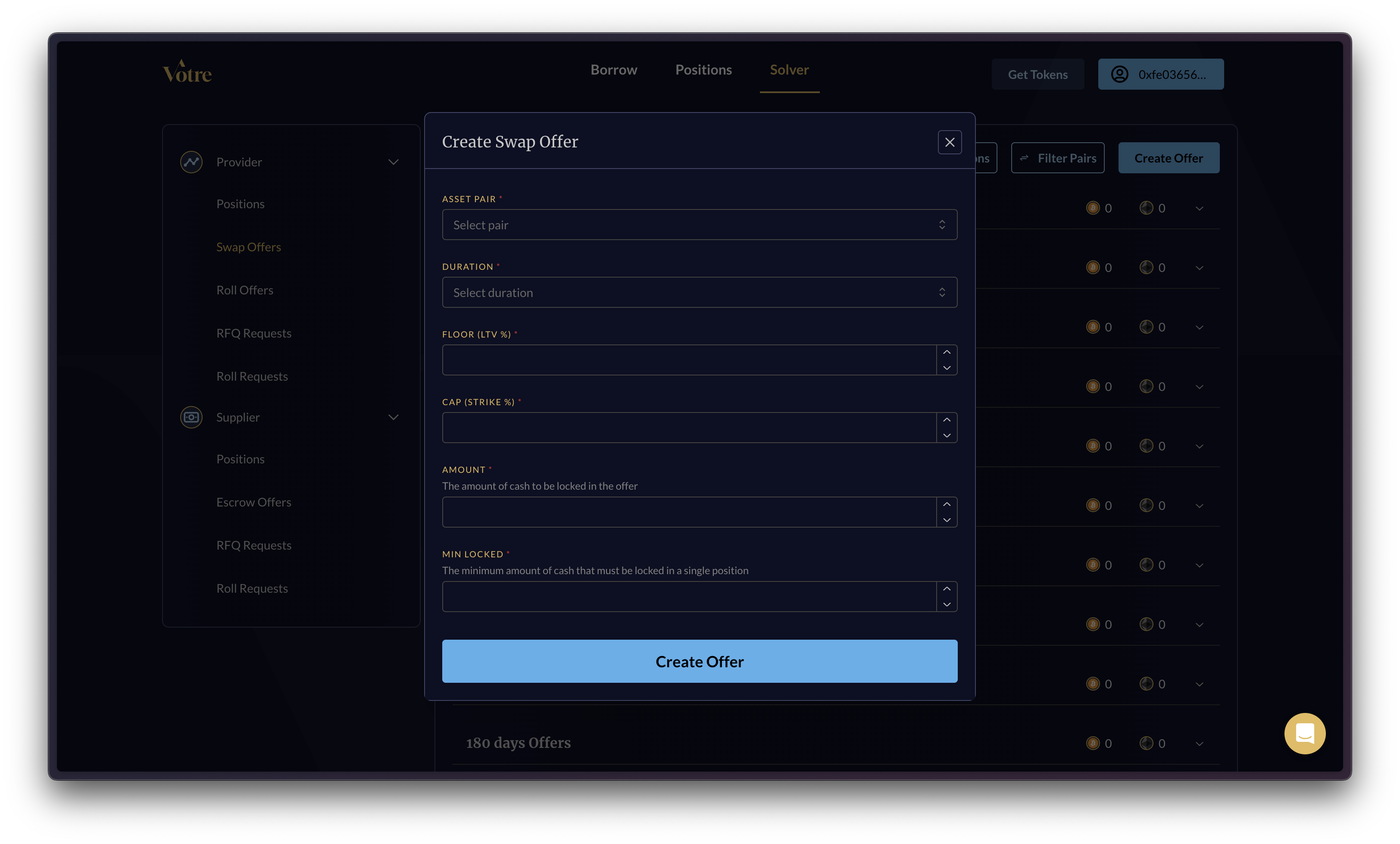 Create Swap Offer Page
